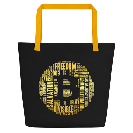 Bitcoin in 50 Words Large Tote Bag