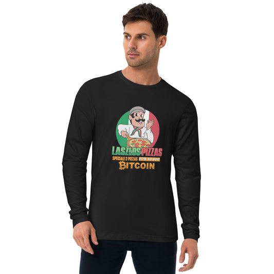 Bitcoin Pizza Day Long Sleeve Fitted Crew