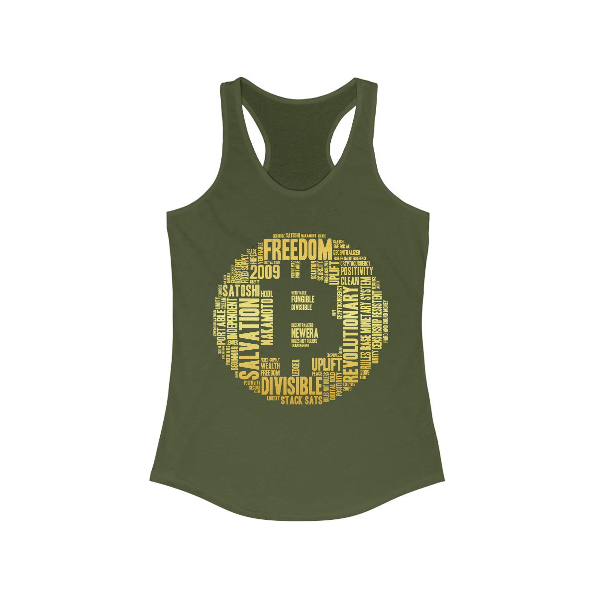 Bitcoin in 50 Words Women's Ideal Racerback Tank