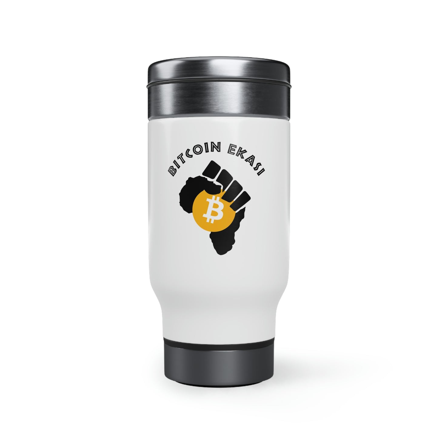 Bitcoin Ekasi Stainless Steel Travel Mug with Handle, 14oz