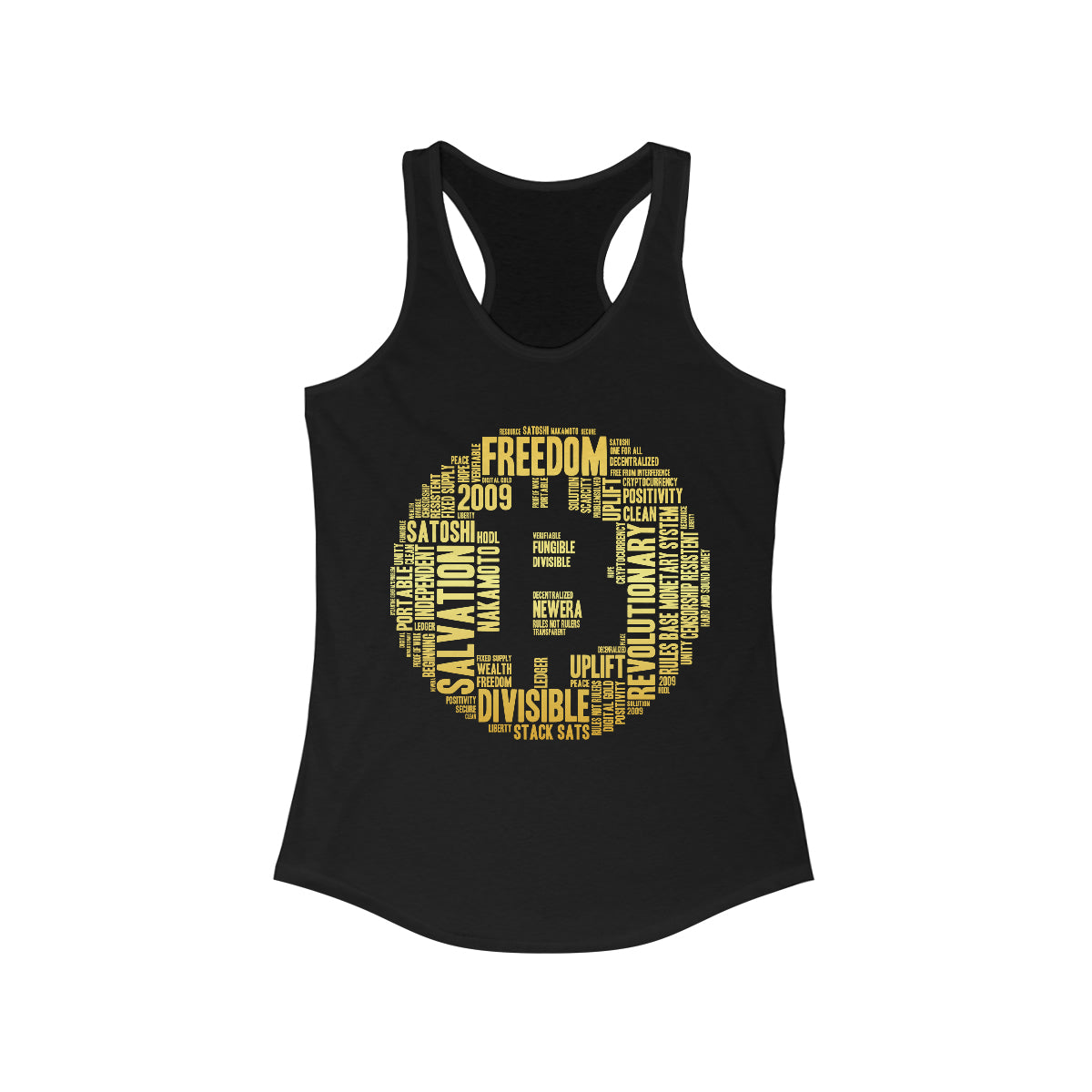 Bitcoin in 50 Words Women's Ideal Racerback Tank