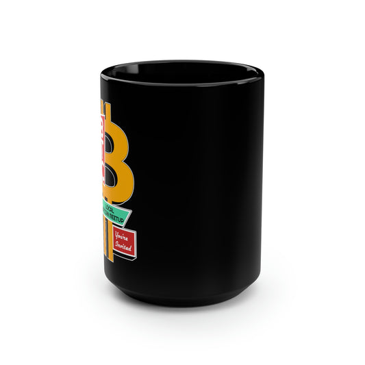 Bitcoin Meetup Black Mug, 15oz