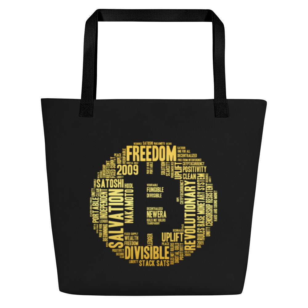 Bitcoin in 50 Words Large Tote Bag