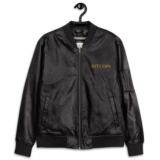 Bitcoin Modern Leather Bomber Jacket