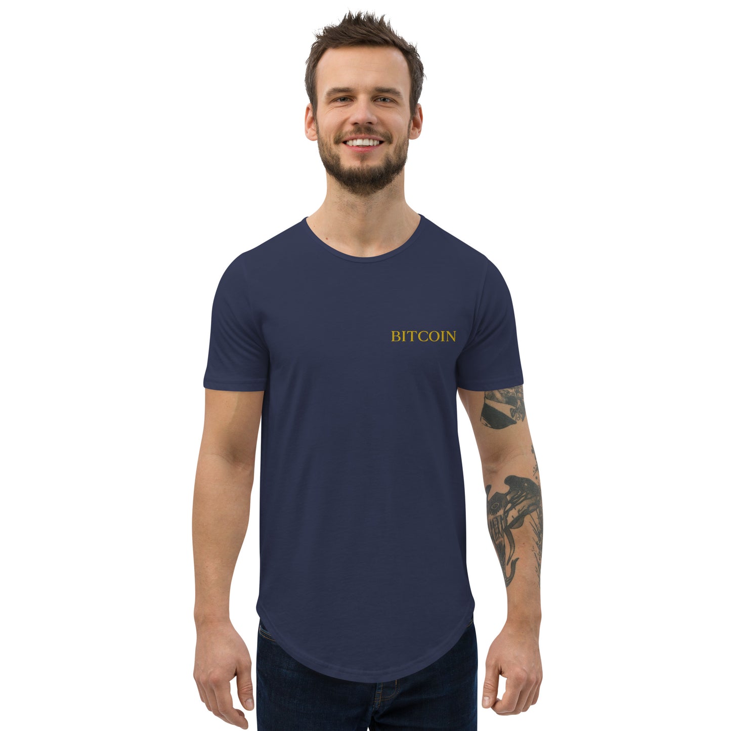 Bitcoin Modern Men's Curved Hem T-Shirt