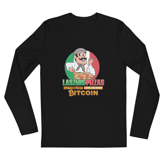 Bitcoin Pizza Day Long Sleeve Fitted Crew