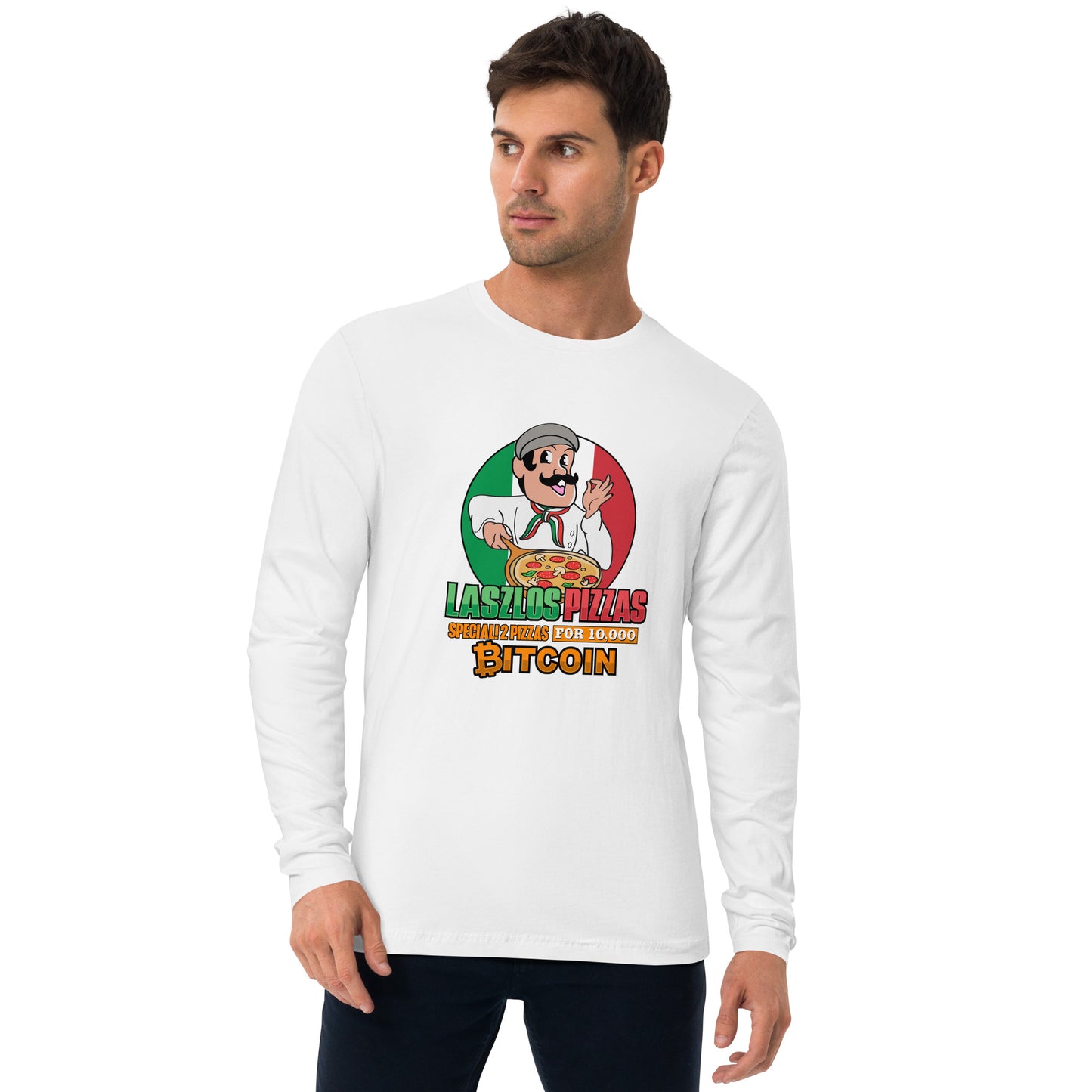 Bitcoin Pizza Day Long Sleeve Fitted Crew