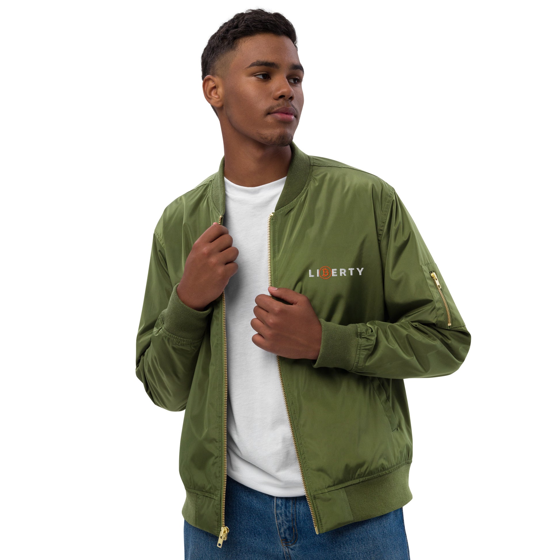 Liberty Premium recycled bomber jacket – The Bitcoin Clothing Company